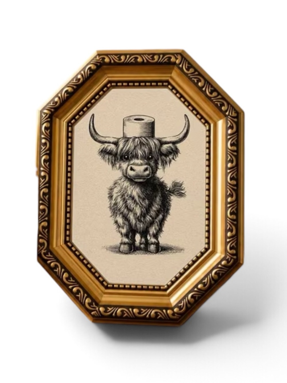 Gold Framed Highland Cow Wall Art